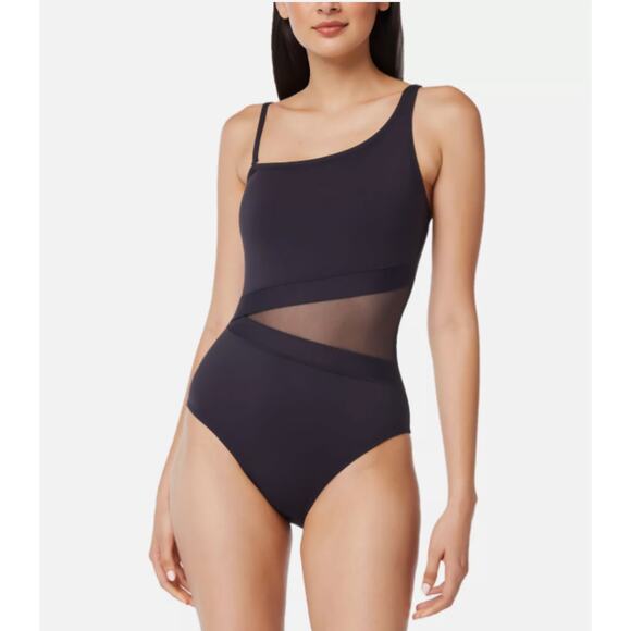 BLEU by Rod Beattie Dont Mesh With Me Black Swimsuit Removable Strap‎ size 14 - Picture 1 of 7